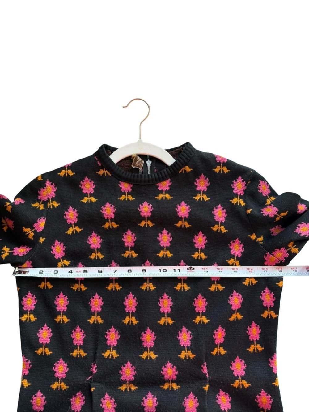 Vintage Johnathan Martin Black Floral Knit Dress with Pink & Gold Pattern Size S - Picture 5 of 16